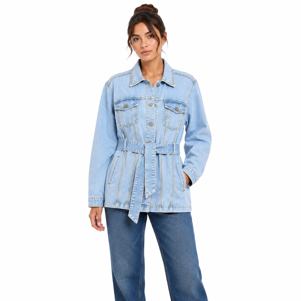 Chamarra Cazadora Denim con Cinturón
