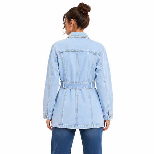 Chamarra Cazadora Denim con Cinturón