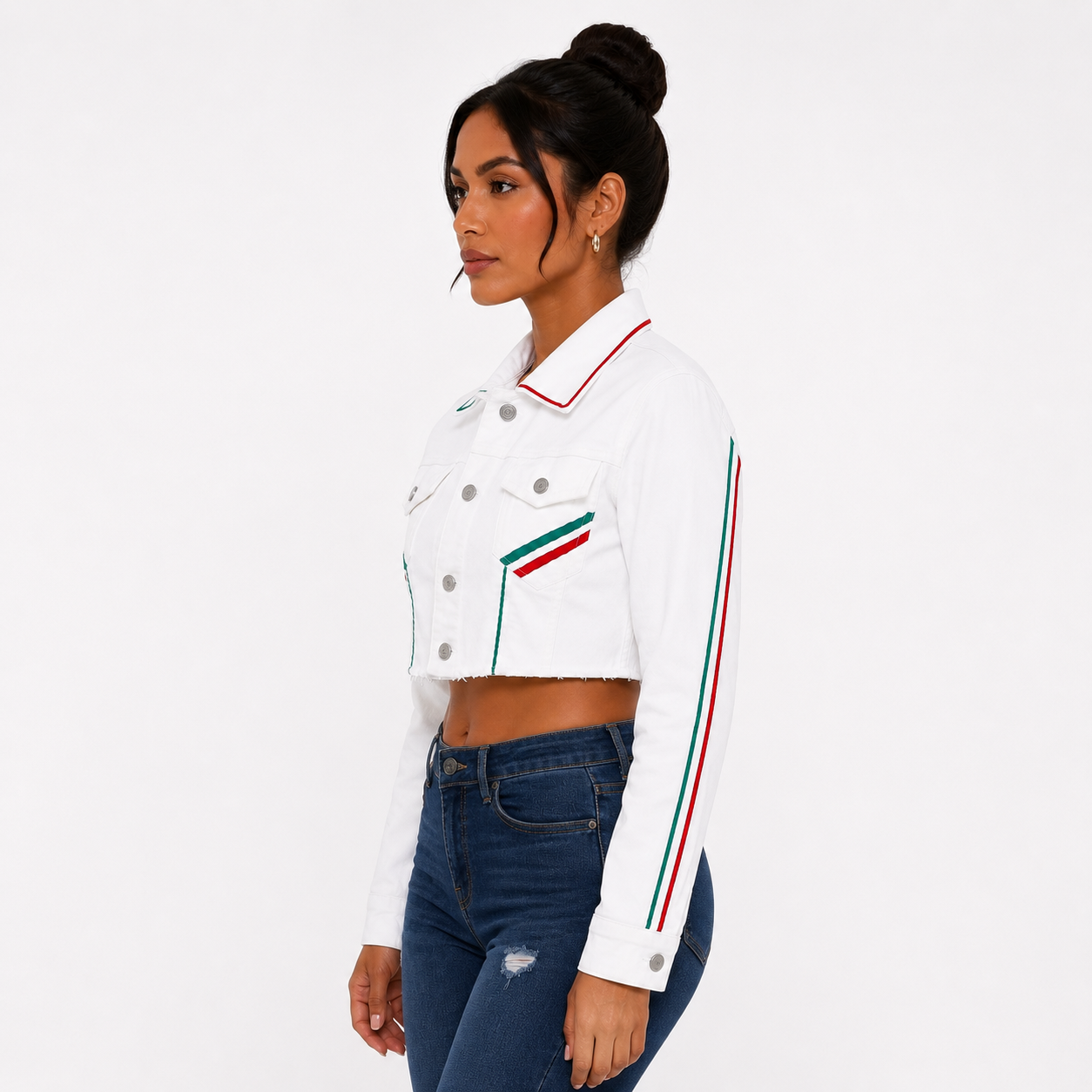Chamarra Crop México Blanca