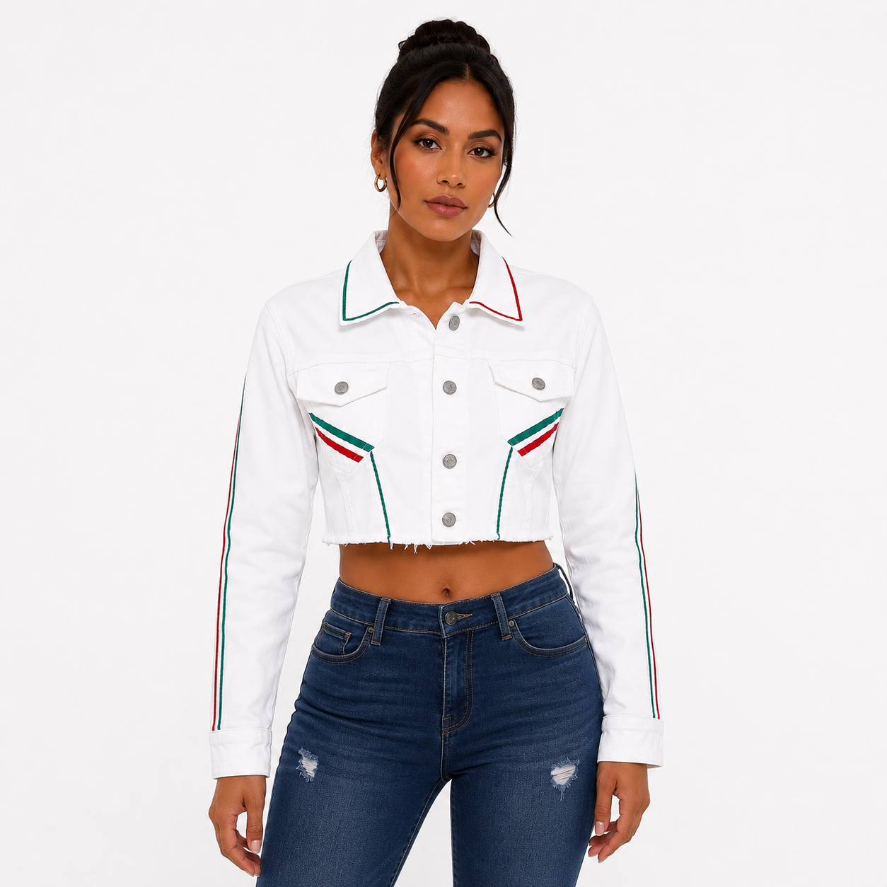 Chamarra Crop México Blanca