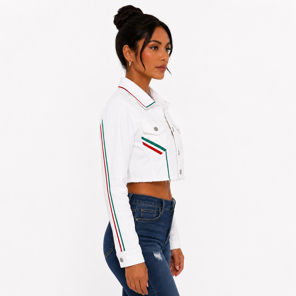 Chamarra Crop México Blanca