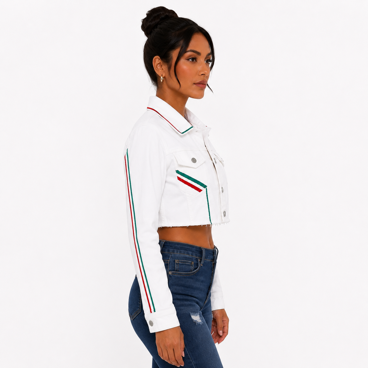 Chamarra Crop México Blanca
