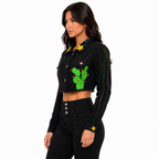 Chamarra de mezclilla crop para dama Artesanal pintada a mano