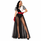 Disfraz de Villana Fashion para Mujer – Vestido Blanco y Negro con Falda de Tul y Accesorios
