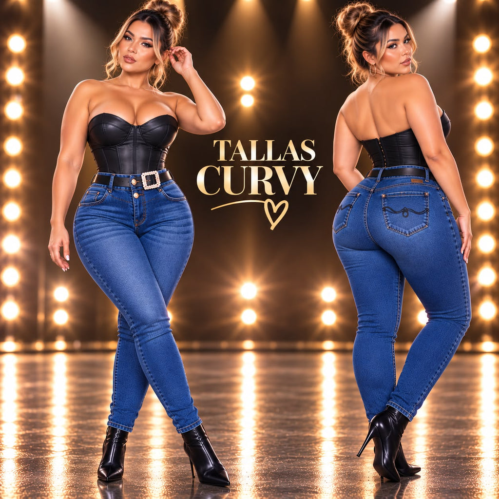 Jeans Curvy Corte Colombiano para Mujer – Tiro Alto y Efecto Moldeador