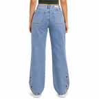 Jeans Recto con Ojillos Metálicos