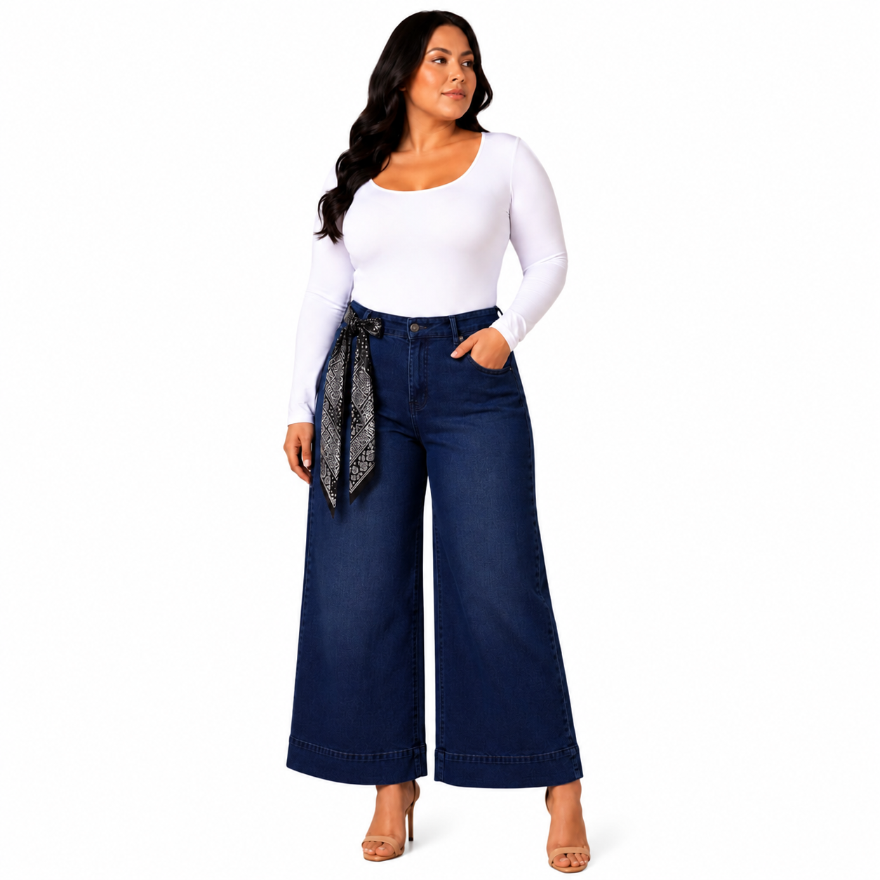 Jeans curvy corte wide leg