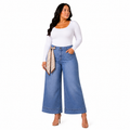 Jeans curvy corte wide leg Color Azul Claro