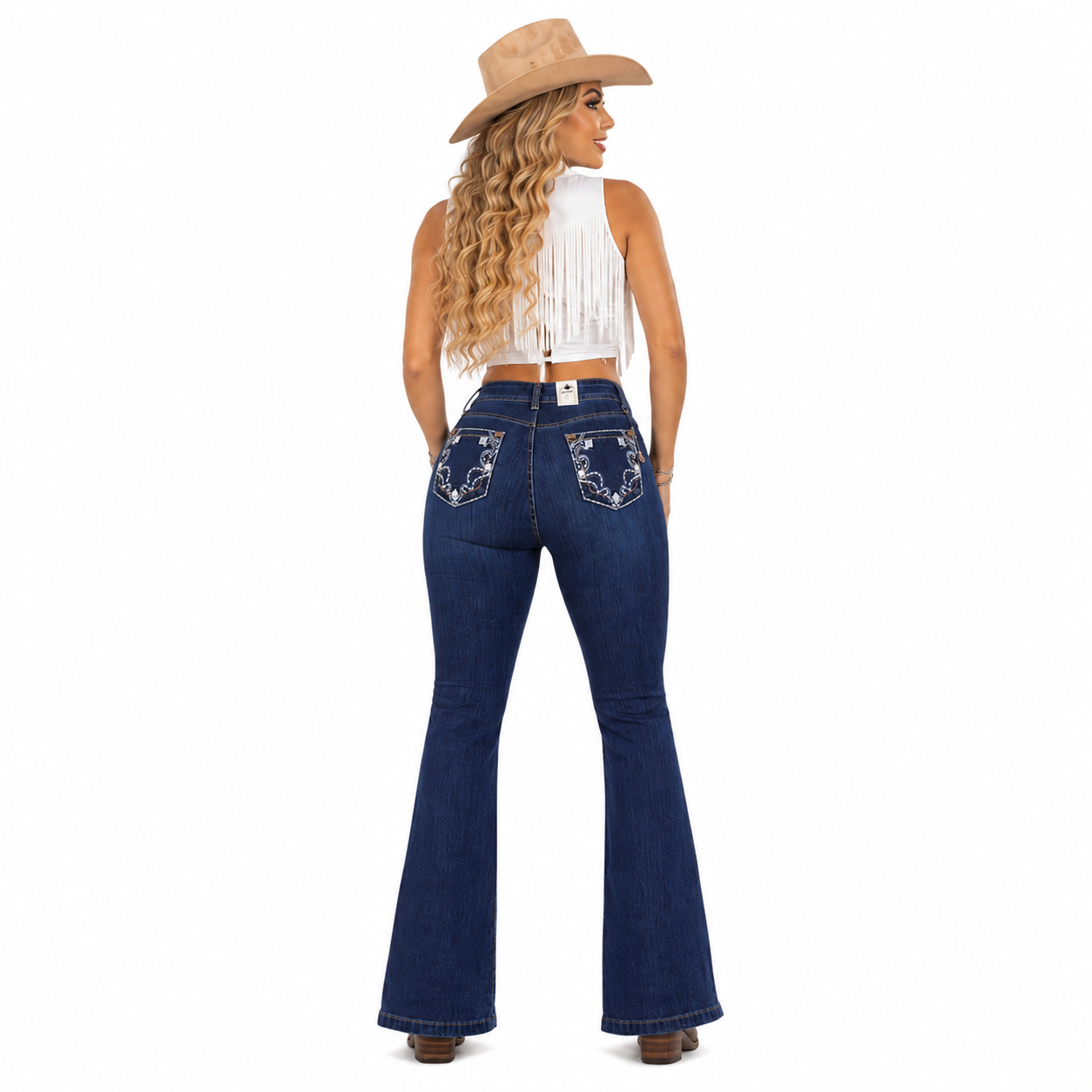 Jeans Vaquero Corte Campana Azul Marino