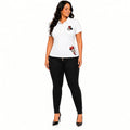 Playera Polo Estampada para Mujer –  color Blanco