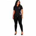 Playera Polo Estampada para Mujer –  color Negro