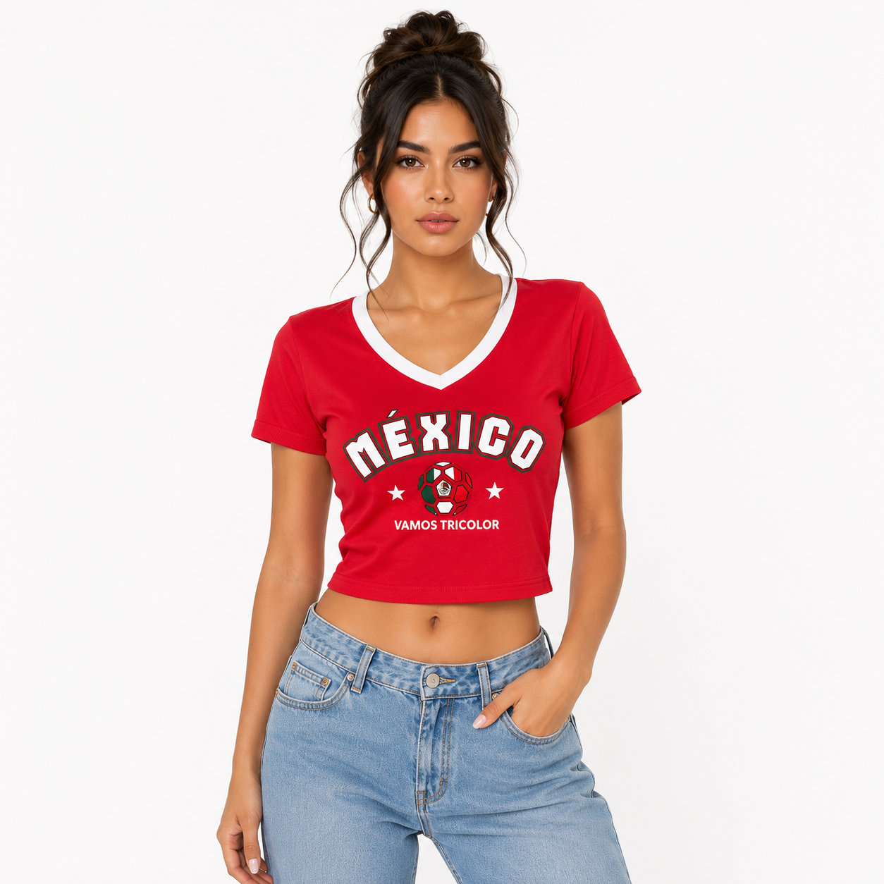 Playera Selección Mexicana Crop Top Stretch - Unitalla