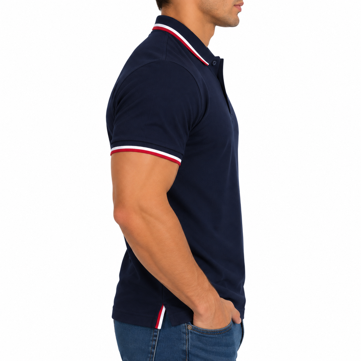Playera polo para caballero de algodón Color Azul marino