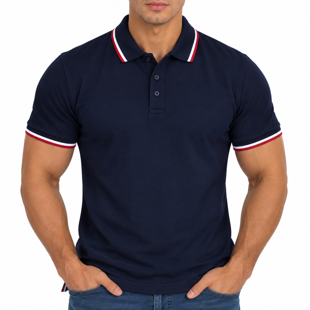 Playera polo para caballero de algodón Color Azul marino