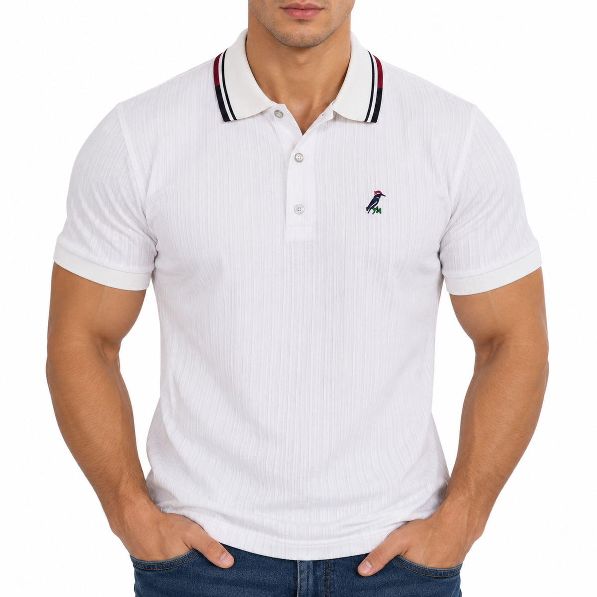 Playera polo para caballero de algodón Color Blanco