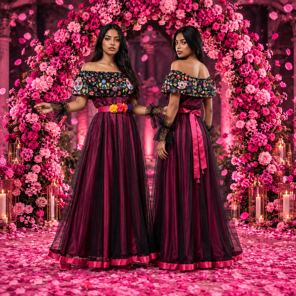 Vestido de Catrina Día de Muertos para Mujer – Vestido Temático Mexicano Unitalla | 3 Colores