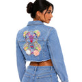 Chamarra Denim Crop "Sparkle Bear" – Azul Claro