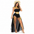 Disfraz de Reina de las Serpientes para Mujer – Conjunto Negro y Dorado con Diadema