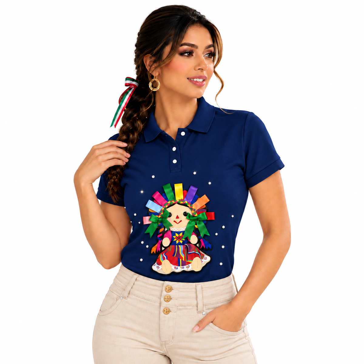 Playera Tipo Polo con personaje de Lele color Azul Marino